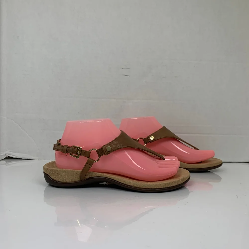 Vionic Kirra Women Brown Leather Thong Sandals Size 7 - Picture 4 of 11